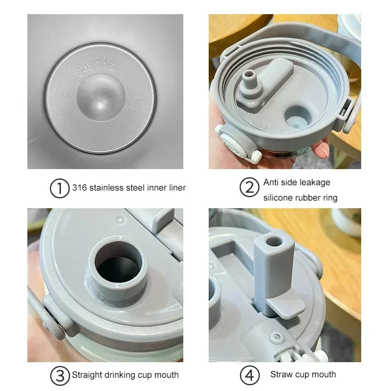 Hot 1.2L Large Capacity Thermo Bottle with Straw Stainless Steel Thermal Water Bottle Keep Cold and Thermos Cup Vacuum Flask