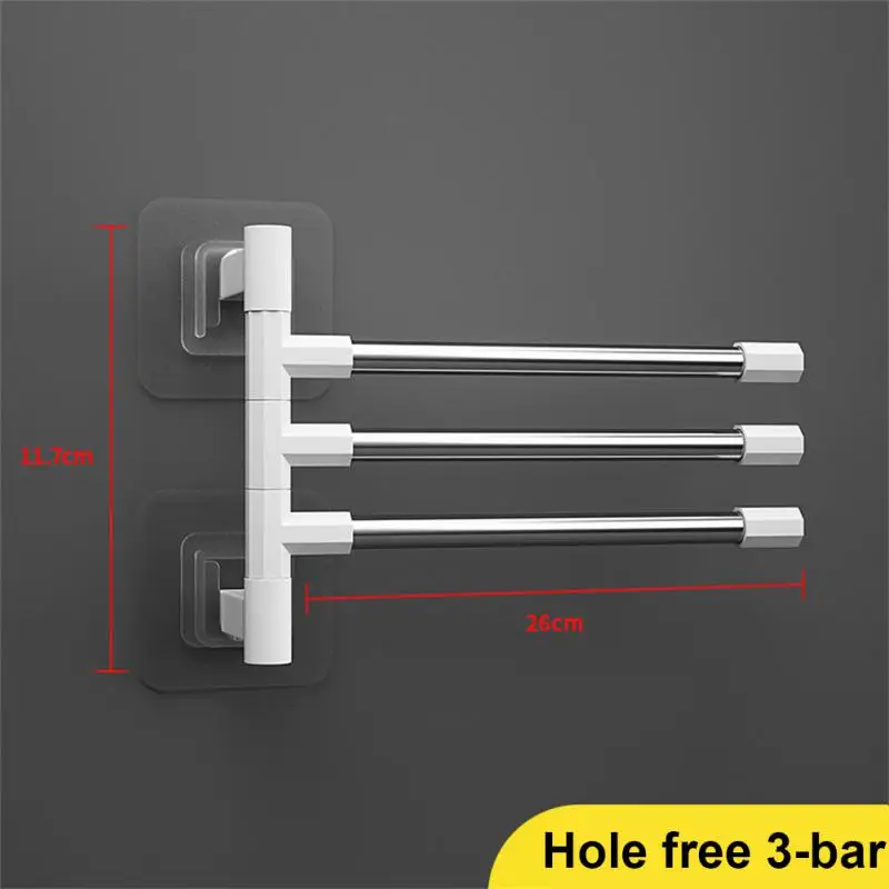 Bathroom Towel Rack Rotatable Towel Holder 99.99% Space Aluminum 2/3/4-Bar Hanger Kitchen Shelf Paper Hanging Wall Mounted