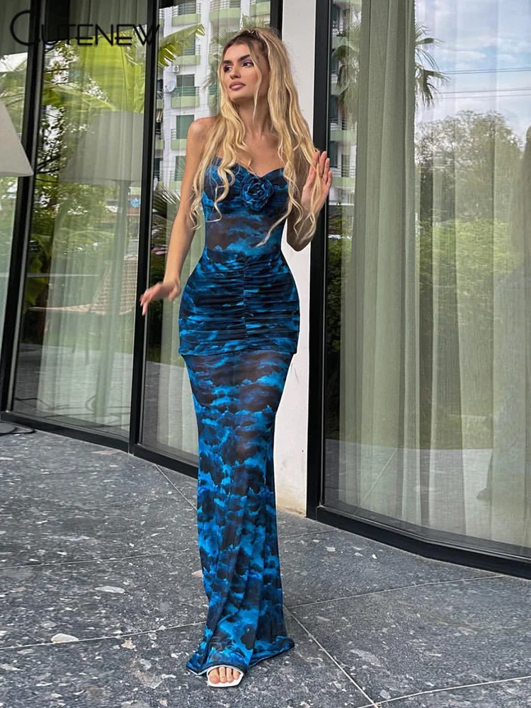

Cutenew Elegant Maxi Dress Women Fashion Sexy Halter Backless Lady Long Dresses Girls Robe Party High Robe Streetwear New 2023