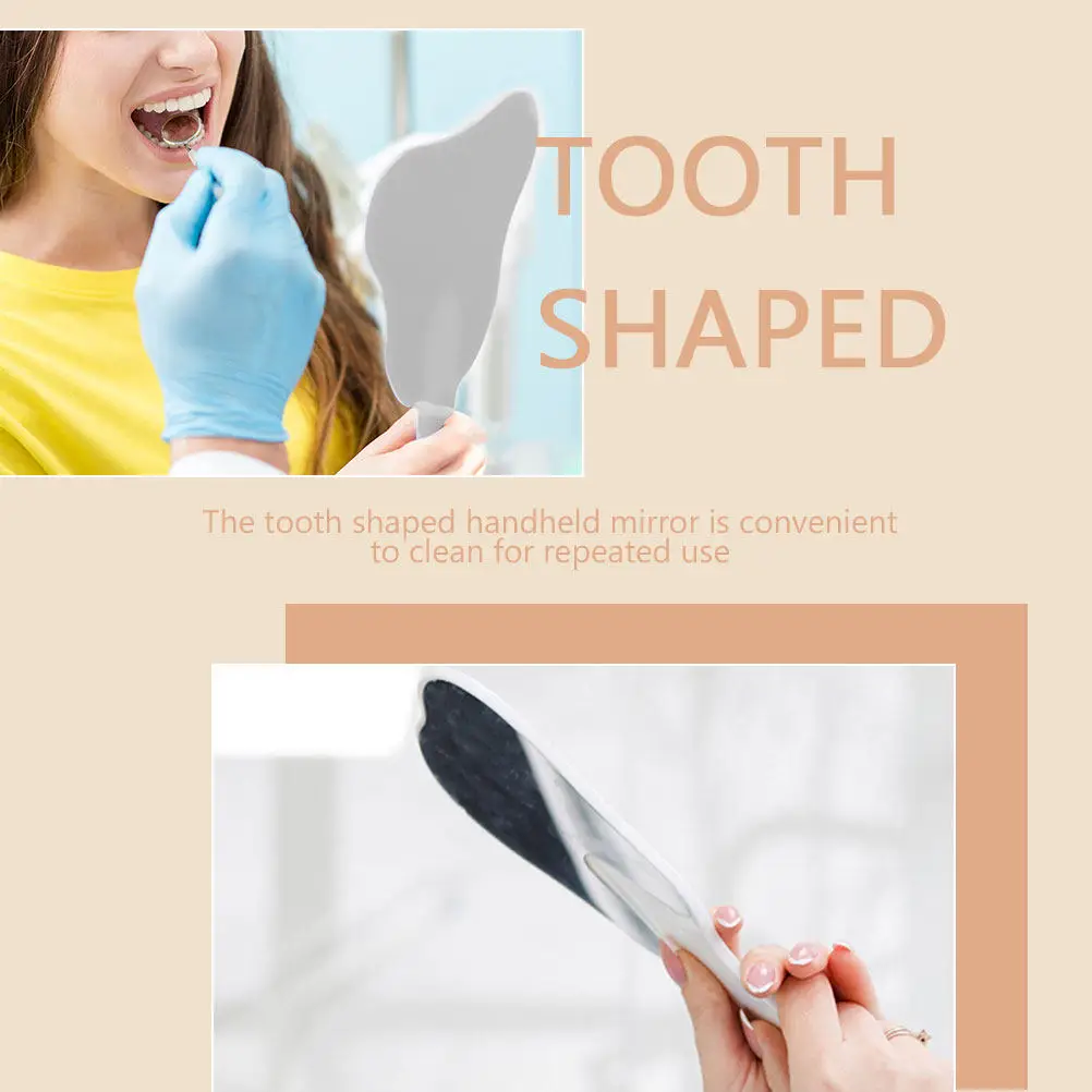 2Pcs 치아 모양의 휴대용 메이크업 거울 여성용 휴대용 소형 거울 치과 위생 여행 매일 사용
