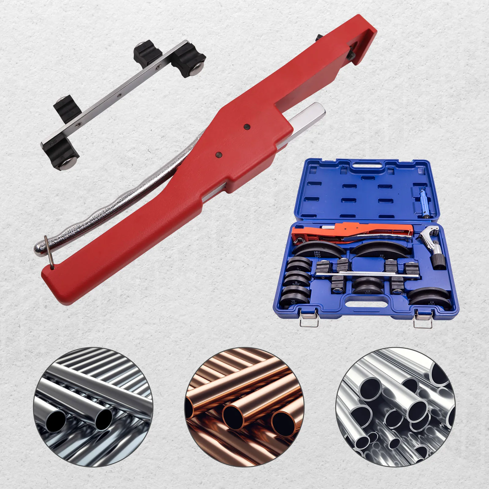 

Tubing Bender Kit Refrigeration Ratchet Bending Tool w/ Pipe Cutter 1/4''-7/8''