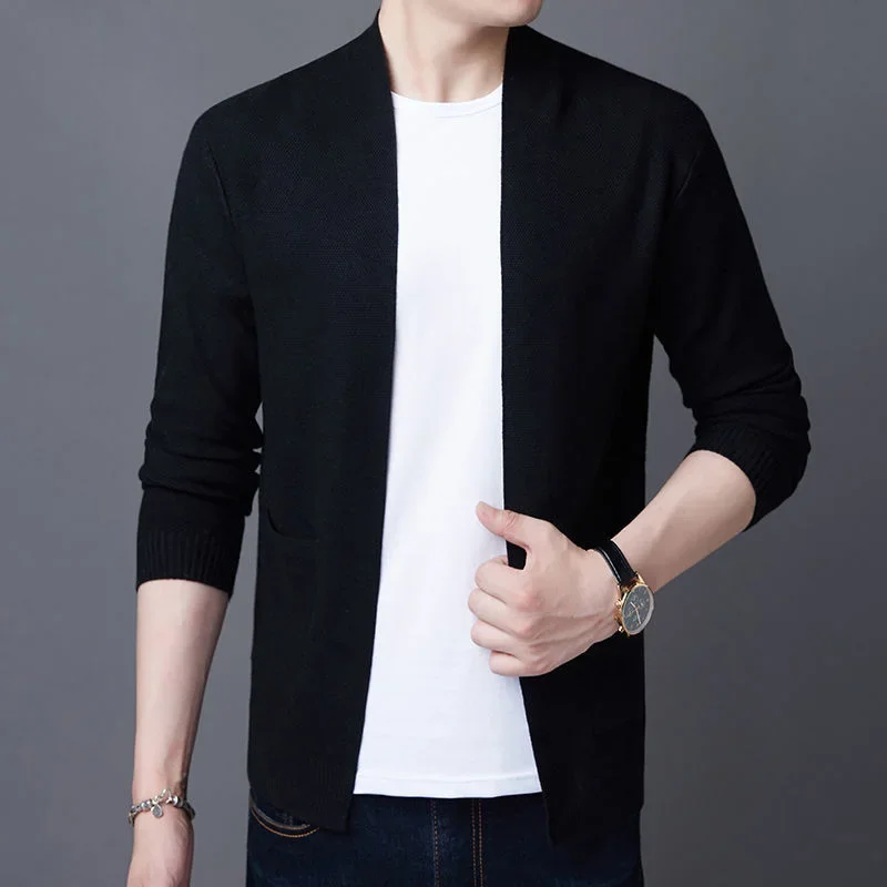 Fashion Loose Knitted  Pockets Casual Cardigan Sweaters Men's Clothing 2024 Autumn New Korean Tops All-match Coat