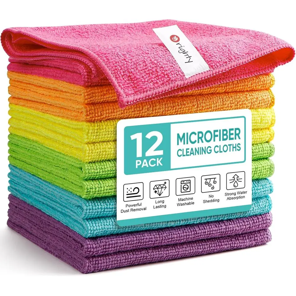 Cleaning Cloth Pack of 12, Microfiber Towels for Cars, Highly Absorbent Car Cleaning Supplies, Lint-Free Cloths Clean Rags for C