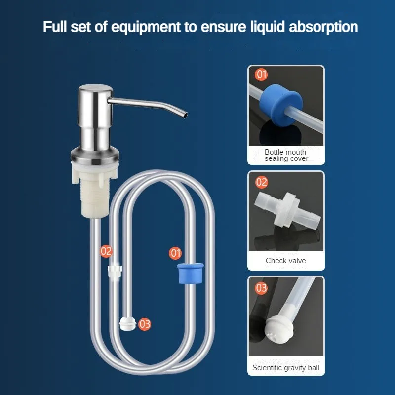 Soap Dispenser Stainless Steel Extension Tube Kit Kitchen Sink Liquid Bathroom Lotion Detergent Hand Press Pumps
