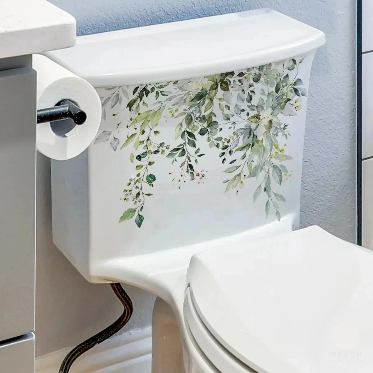 Green Plants Flowers Wall Sticker Bathroom Toilet Decor Decals Living Room Cabinet Home Decoration Self Adhesive Mural 1PCS wall sticker