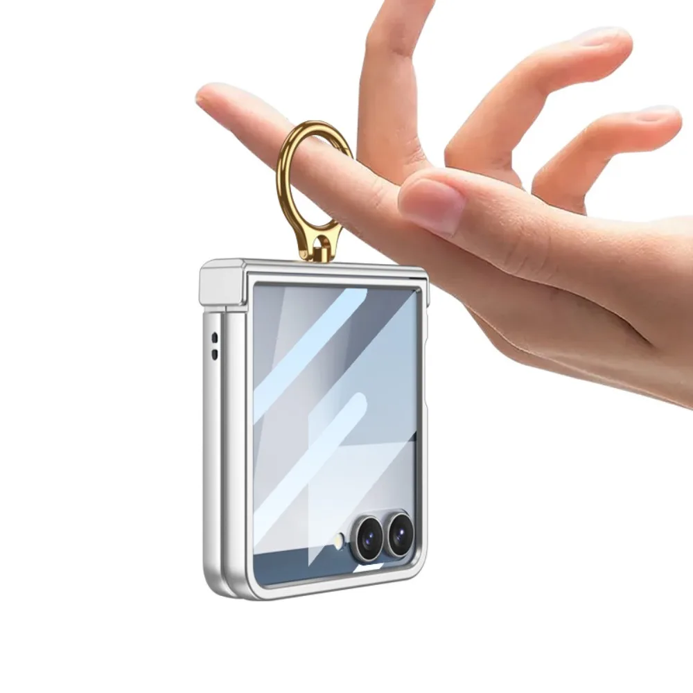 Magnetic Phone Case with Front Screen Protector, Ring Kickstand, and Hinge Protection