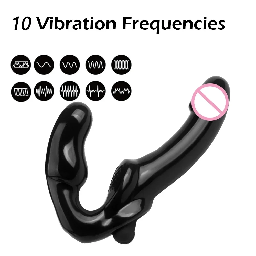 Sex Toys Strapless Strap-on Dildo Vibrator Strapon for Lesiban Remote Control 10 Speed Double-heads Vibrator for Women Adult