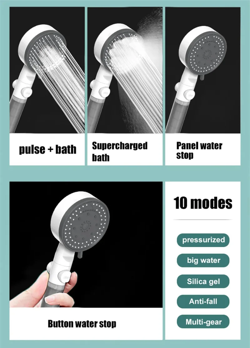 Iconic Brand Showerhead Purifies Water Quality With 10 Levels Of Adjustable Massage Pressure And Large Water Volume Showerhead