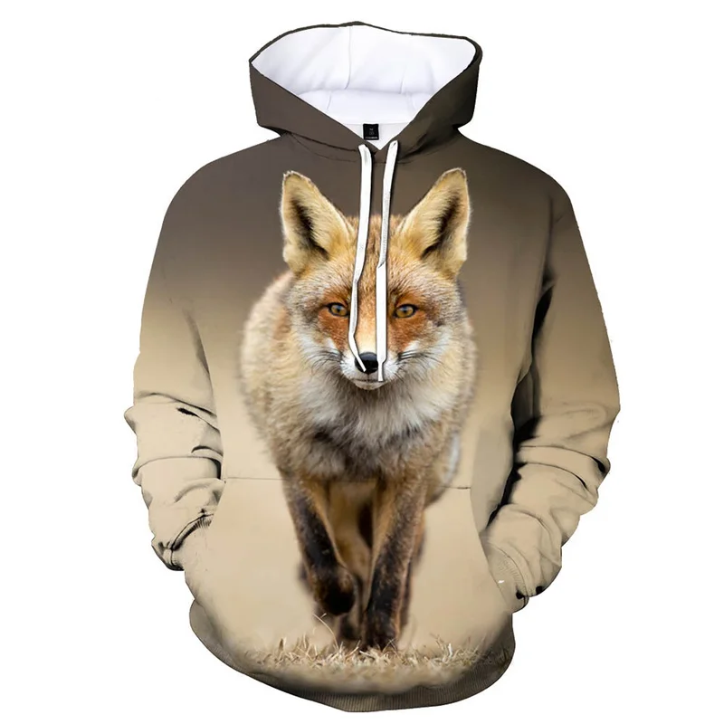 

3d Animal Fox Print Hoodie For Men Autumn Long Sleeve Hoodies Harajuku Tops Streetwear Women Pullover Hooded Sweatshirt Clothes