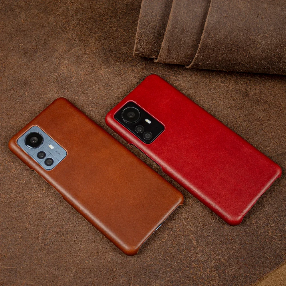 Premium Handcrafted Genuine Leather Phone Case with Elegant Oil Wax Finish