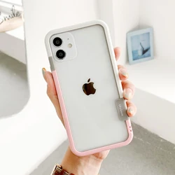 Colorful Soft Bumper TPU Silicone Anti - Knock Mobile Phone Case - iPhone 12 Mini (White and Pink)