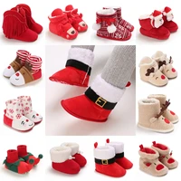 Infant Newborn Booties Santa Foot Socks Baby Christmas Boots Lovely Snowflake Santa Design Winter Warm Slippers Anti-Slip Shoes 1