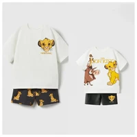 Children's Set Boy Cartoon Lion King Printed T-shirt Fashion T-shirt Shorts New Sports Set Children's Short Sleeved Top Shorts 1