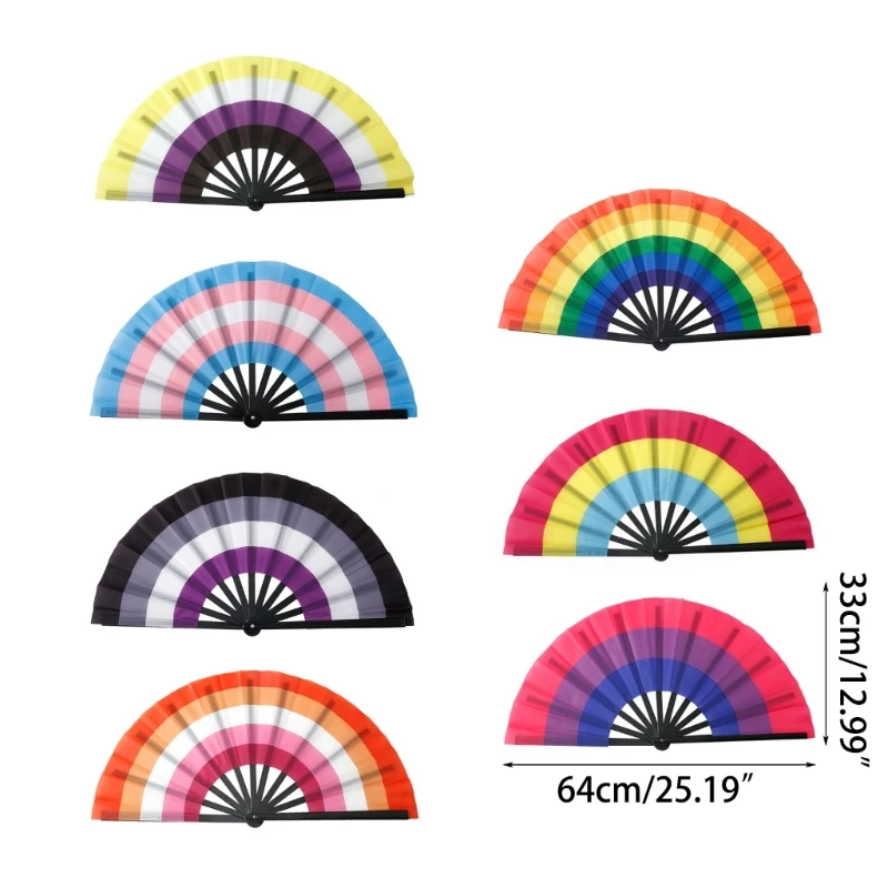Folding Fan Rainbows Colourful LGBTs Gay Pride Party Summer Cooling Music Festival Women Men Props Lightweight hand fan