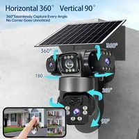 Caméra IP 15MP WiFi PTZ trois caméras extérieure sans fil solaire 20000Mah batterie intégrée caméra de Surveillance vidéo longue durée de veille 5
