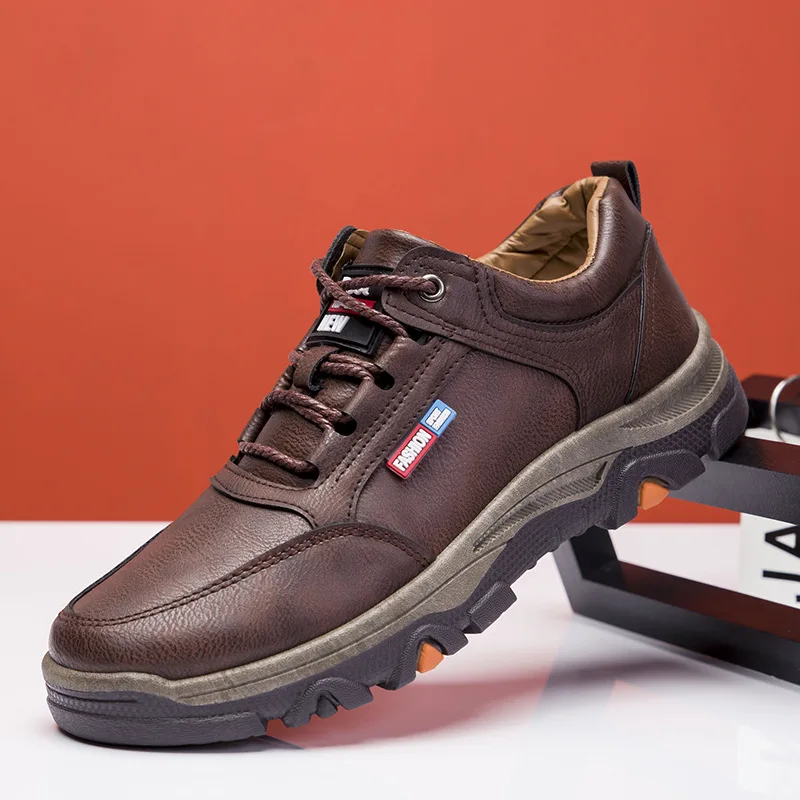 

fashion Outdoor Casual Hiking Shoes Workwear Non-slip Men Shoes Sneakers Soft Sole Walking Elegant Leather Shoes Free Shipping
