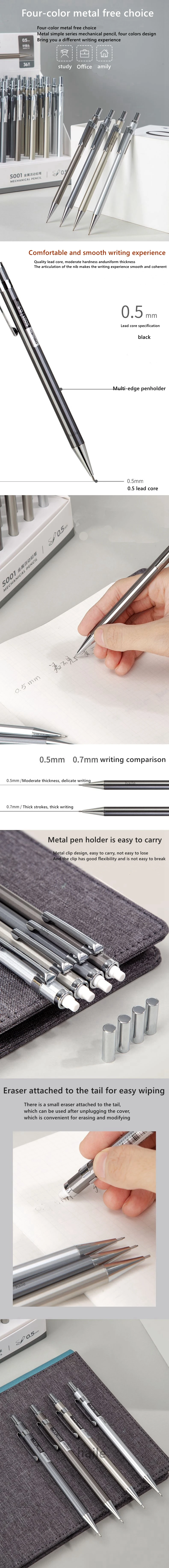 Haile Metall Mechanische Automatische Bleistift Set 0,5mm/0,7mm 2B Blei Refill Student Writing Zeichnung Büro Schule Schreibwaren liefert – Detail 7