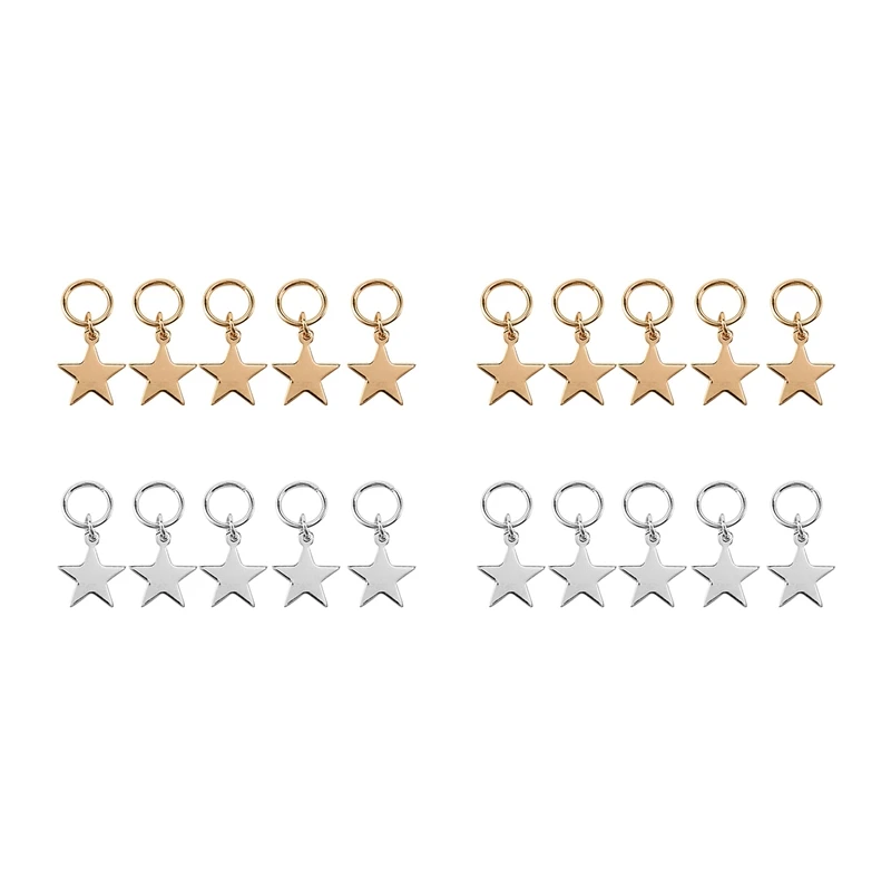 

Женские милые блестящие серебристые и золотистые кольца для волос со звездой, заколки для волос, металлические манжеты, украшение для волос, 20 шт.