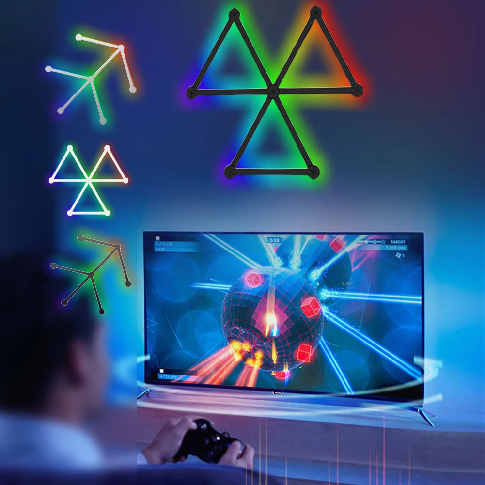 스마트 벽 램프 앱 제어 RGB 라이트 바, 음악 동기화, E-스포츠 거실 배경 조명 장식, RGB 스마트 벽 조명