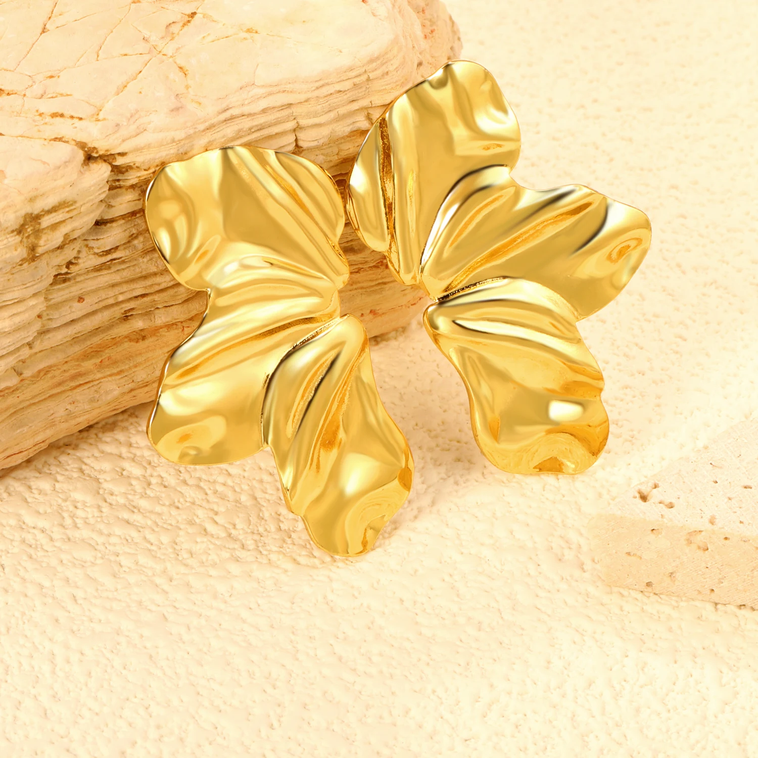 Stud Earrings Women Water Drop Golden CZ Punk Style Cubic Zirconia Stainless Steel Female Elegant Jewelry Gift
