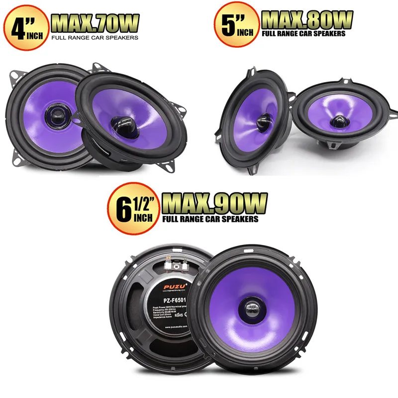 2pcs Inch 70/80/90W Car Speakers Full Range Frequency