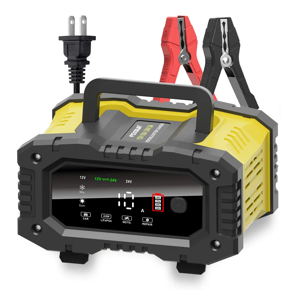 12v/24v Fully Automatic Battery Charger 7-segment Smart Car Battery Charger Pulse Repair for Agm Gel Wet Lead Acid Charging 6