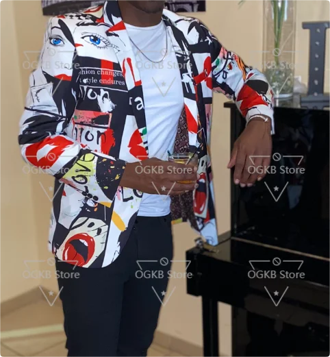 OGKB Office Store design suits irregularity polygon colorful patterns business jackets 3d printed party&events unisex