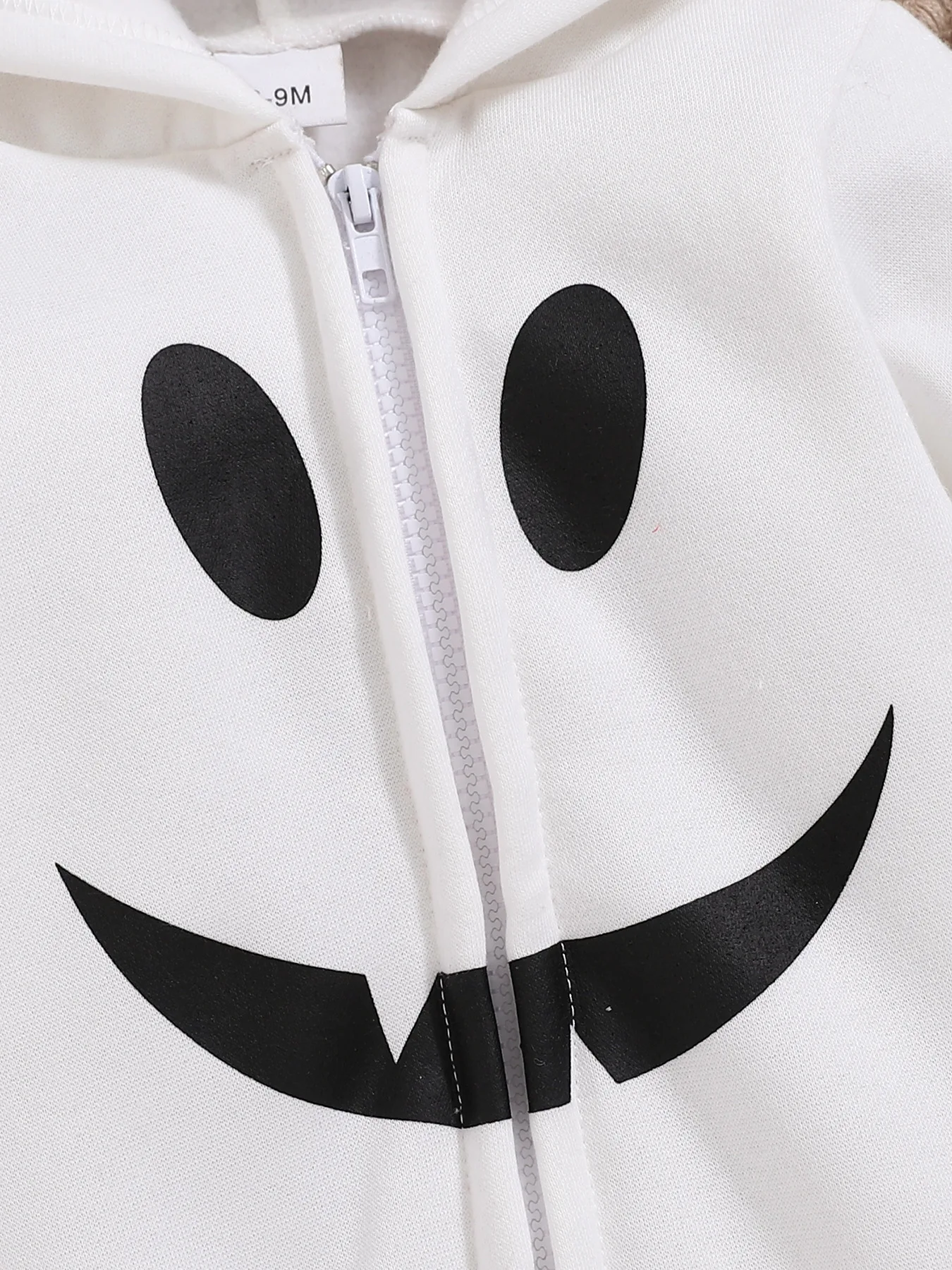 Baby boys and girls baby smiley face printed zipper hooded coat, comfortable sports style