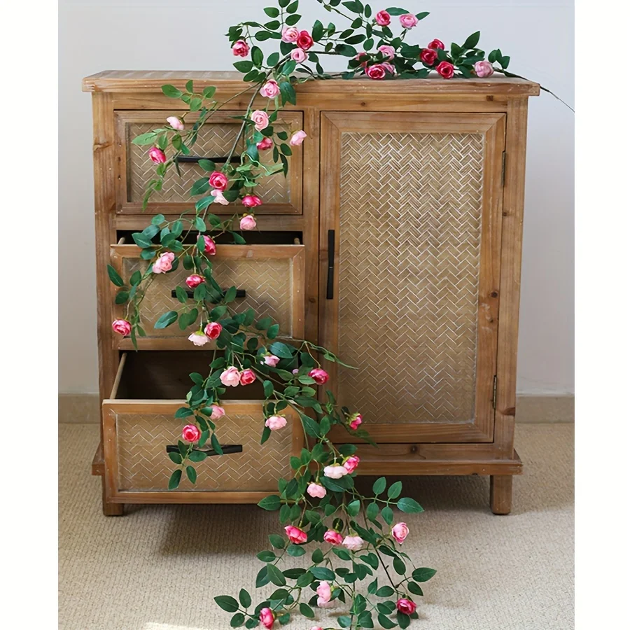 Realistische Künstliche Rosenranke für Zuhause, Hochzeit, Party, Künstliche Außenblumen, Hängende Kunstblumen, Blumenwand