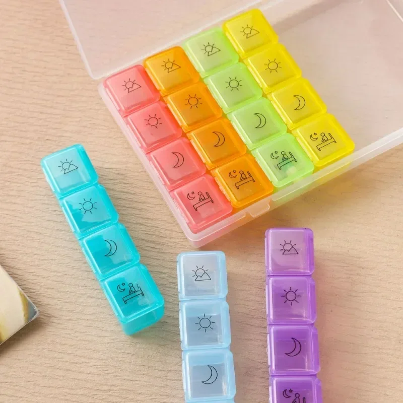 21/28 Grids Pillbox Storage Box for Pills Portable Weekly 7 Days Medication Case Pill Container Organizer Plastic Box