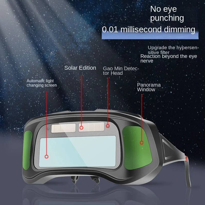 True Color Smart Auto Darkening Welding Goggles with Clear Inner Lenses Solar Welder Eyes Glasses Anti-glare Welder Glasses