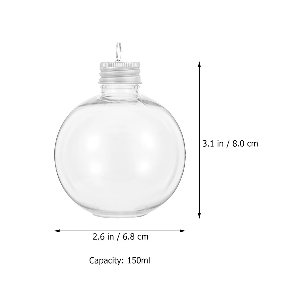 

6 Pcs Christmas Spherical Bottle Decore Plastic Bottles with Lids Chirtmas Decoration Coffee The Pet Drink Supply