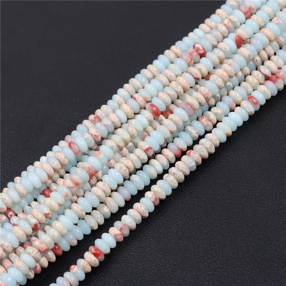 Naturstein-Rondelle-Perlen, 2 x 4 mm, rund, Abacus-Form, Türkise, Malachit, Lapislazuli, lose Distanzperlen für die Schmuckherstellung – Detail 20