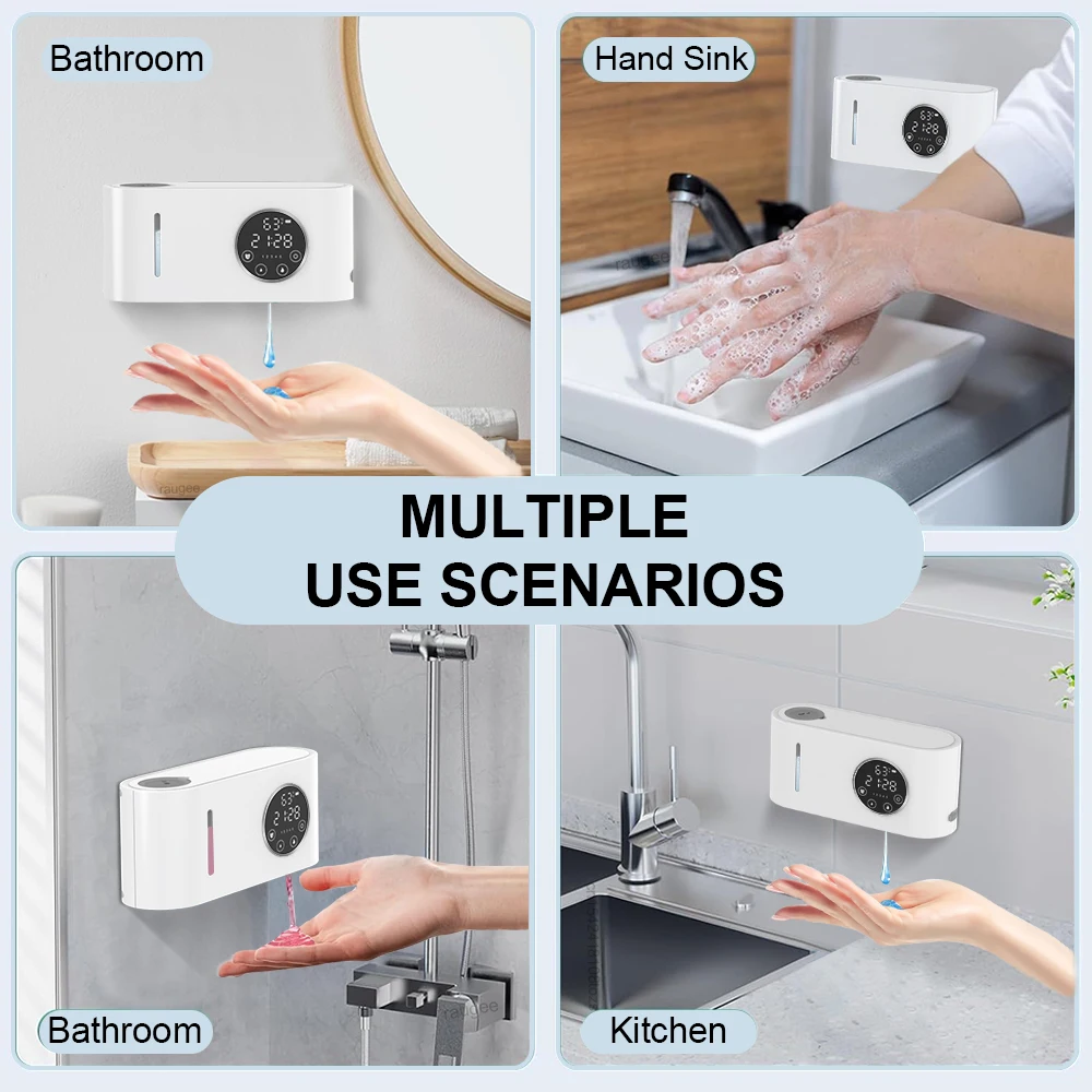 Automatic Soap Dispenser Wall-mounted Touchless Sensor Soap Dispenser with LED Screen 500ML Hand Wash Liquid Foam Soap Dispenser 6 Automatic Soap Dispenser Wall-mounted Touchless Sensor Soap Dispenser with LED Screen 500ML Hand Wash Liquid Foam Soap Dispenser 6