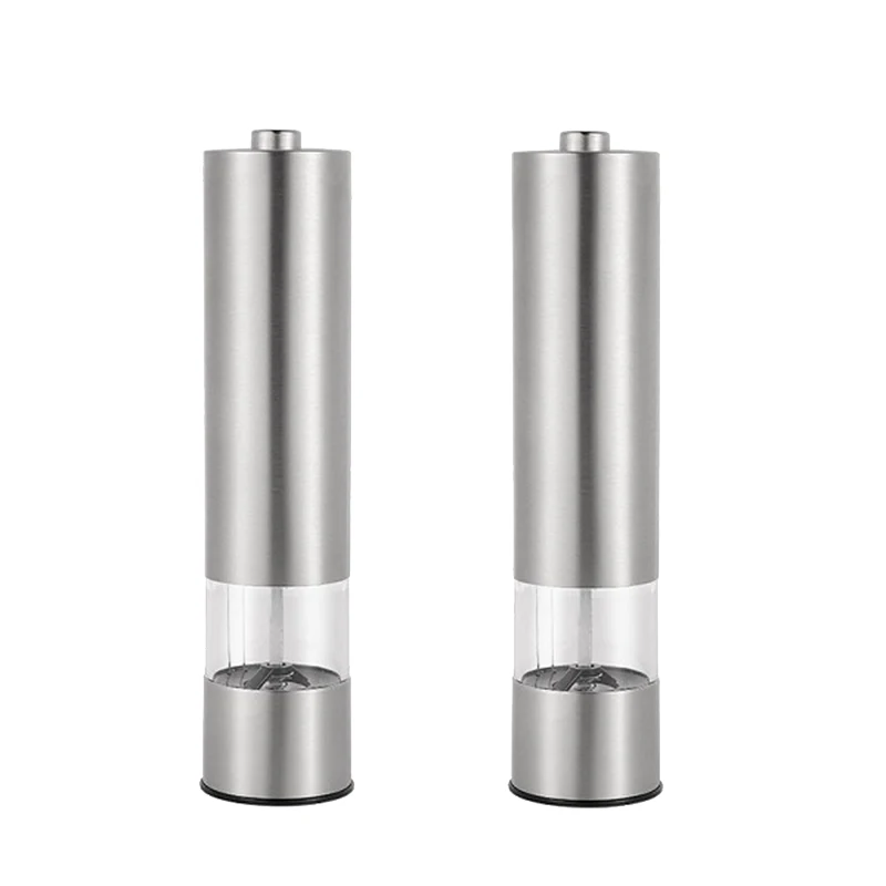 

2Pcs Electric Salt And Pepper Grinder Mill Stainless Steel Pepper Spices Mill Cutter Kitchen Seasoning Tools For Cooking