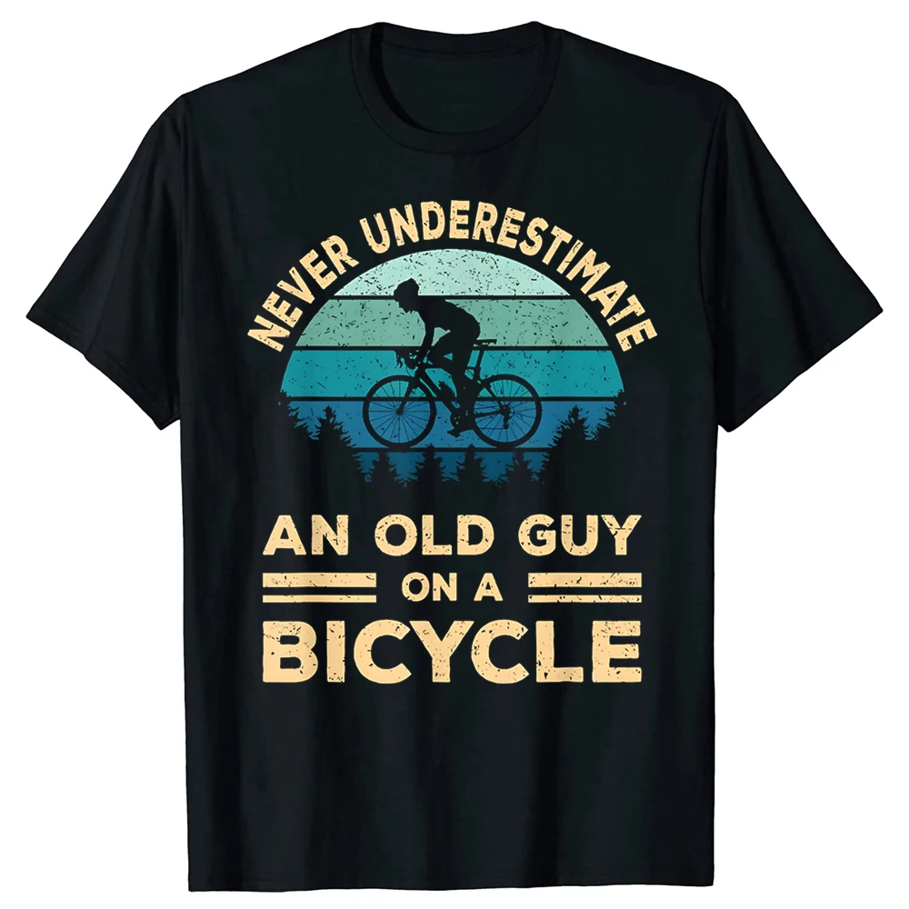 Unterschätze niemals einen alten Mann auf einem Fahrrad. Lustiges Fahrrad-T-Shirt, Vintage-T-Shirt, grafische T-Shirts, Herrenbekleidung, Oberteile