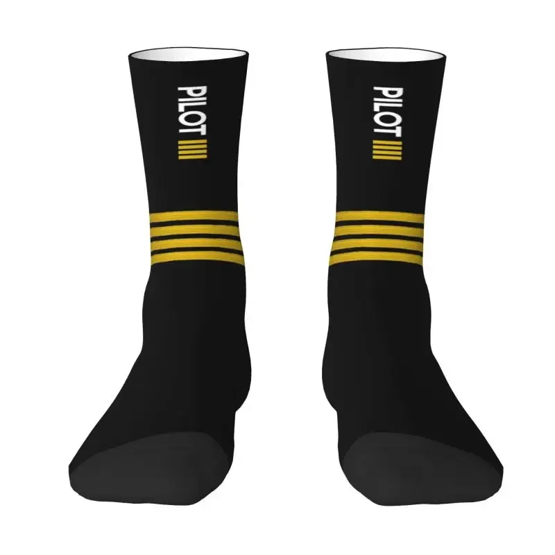 

Cute Pilot Captain Stripes Socks 3D Printing Aviation Airplane Aviator Sports Basketball Socks Novelty Crazy Socks for Men Women