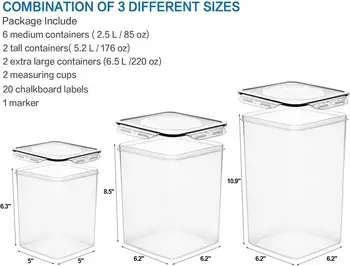 VERONES Large Tall Airtight Food Storage Containers 10 PACK Plastic Airtight Kitchen & Pantry Organization Ideal for Flour 2