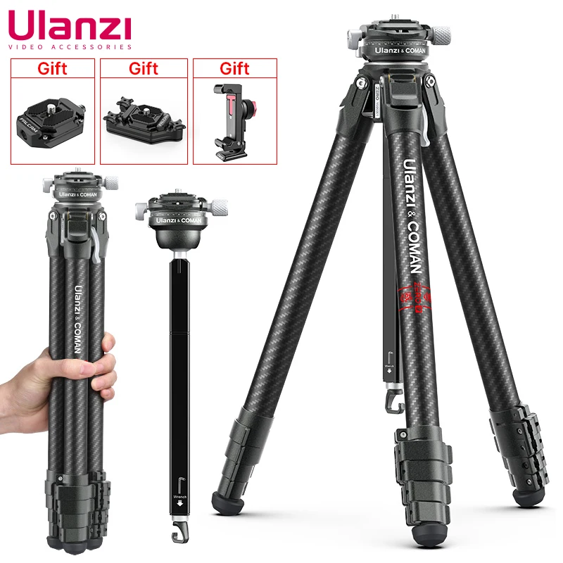 Ulanzi Coman Zero Y Professional Carbon Travel Tripod with Extend 1/4 ...