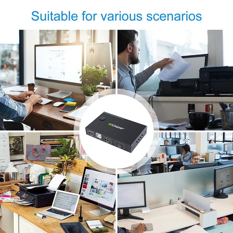 TYPE-C HDMI 호환 KVM 스위처, 2 in 1 Out, 다기능 게임 KVM 스플리터 익스텐더, 스위치 어댑터/컨버터, 4K