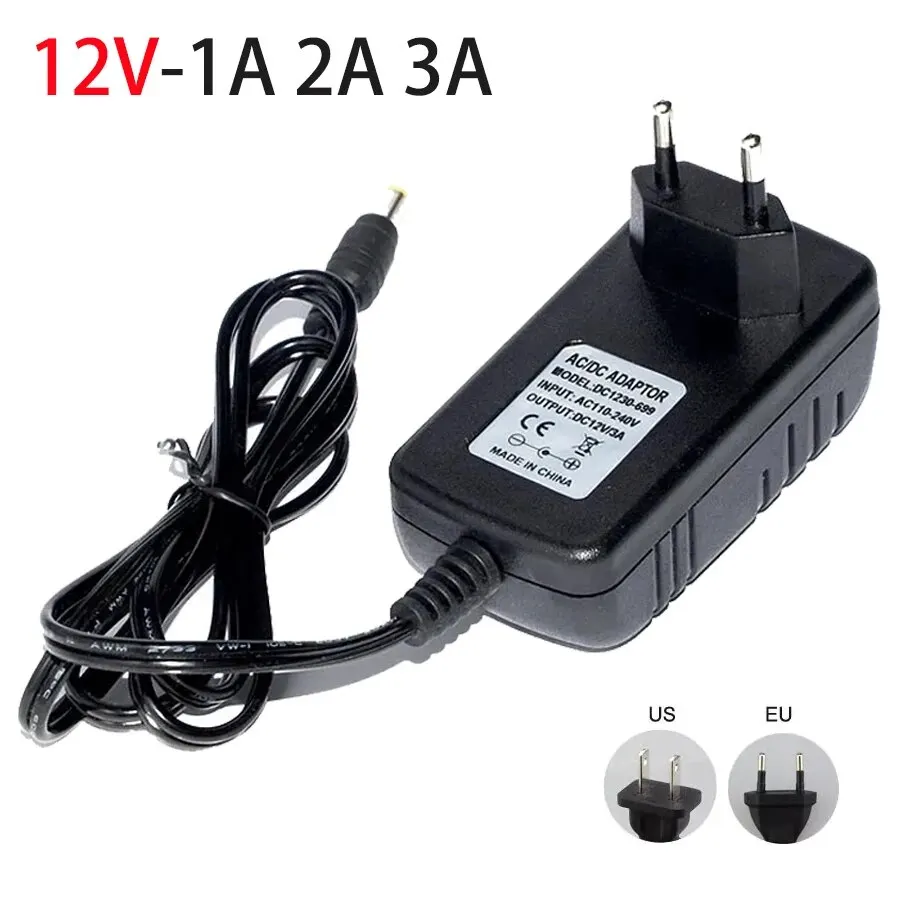Power Supply Adapter 12 Volt Power Supply Transformer Converter AC 100-240V To DC 12V EU US Power Adapter Source Charger DC12V 1A 2A 3A LED Driver