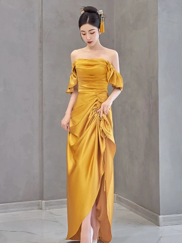 

VITALITYEC French Morning Gown Bride High-End Sense Engagement Dress Sexy Wedding Photo Dress Female Mermaid Slim Dress