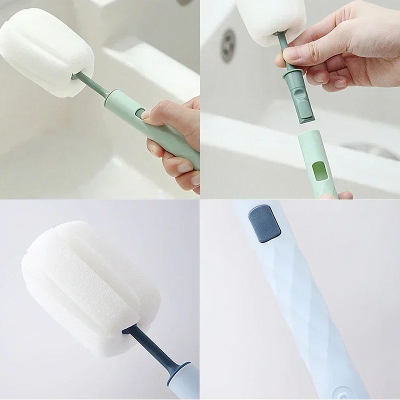 Holikme Spazzola per la pulizia delle bottiglie, 6 pezzi, manico lungo, per bottiglie d'acqua, colli stretti, teiere, bicchieri