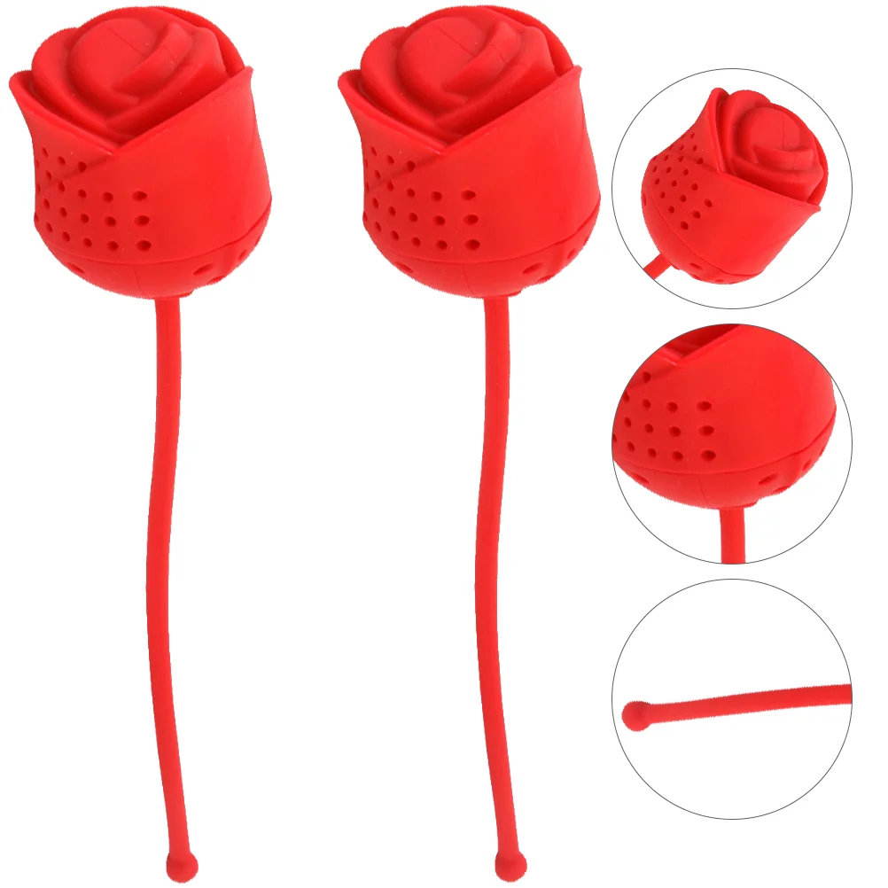 

2 Pcs Food Grade Rose Tea Strainer Silicone Rubber Ducky Infuser Silica Gel Loose