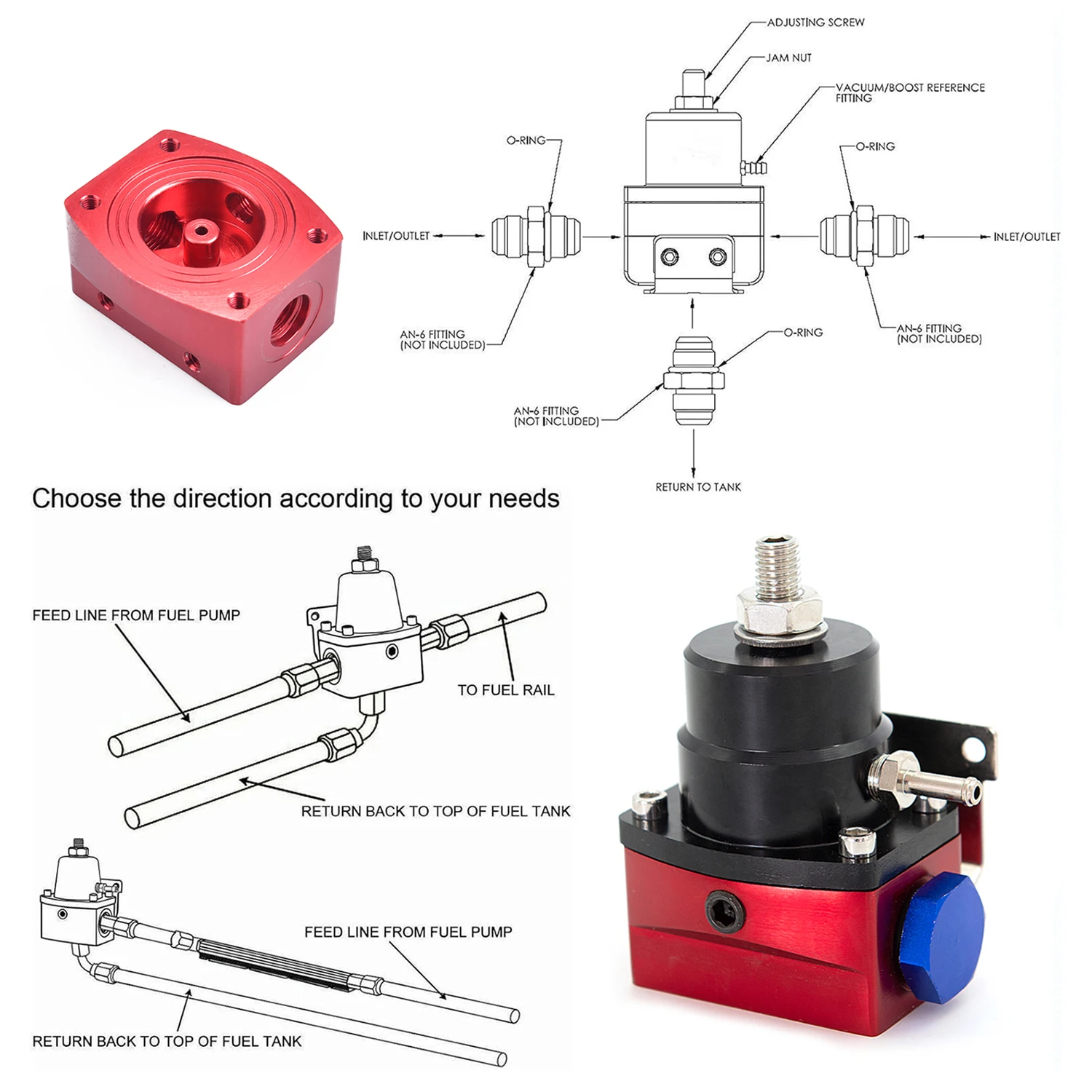 Kit Regolatore Pressione Carburante Universale - Per Motori A Carburatore, Regolabile 1-5 PSI, In Lega Di Alluminio - Foto 4