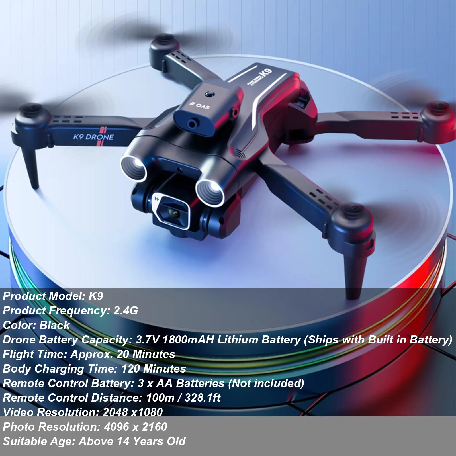 Drone Quadcopter UAV RC Quadcopter Gesture Shooting 4K Camera 4 Way Obstacle Avoidance for Above 14 Years Old for Outdoor