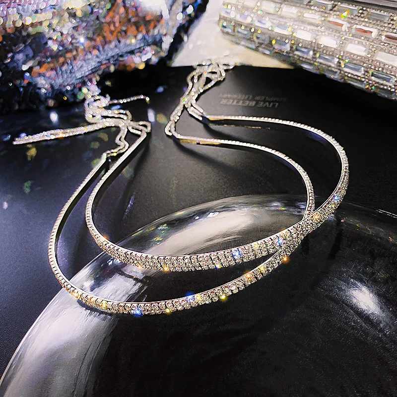 2022 Fashion Glänzende Strass Stirnbänder Für Frauen Haar Hoop Lange Quaste Haar Band Hoop Koreanische Stirnband Hochzeit Zubehör Geschenke – Detail 3