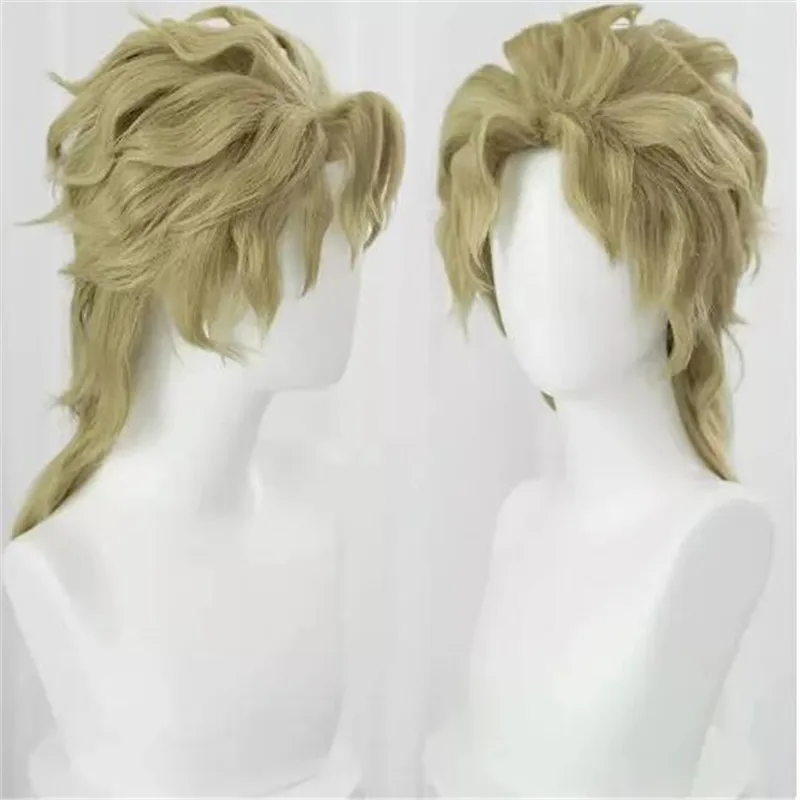 

Anime Jojo's Bizarre Adventure Dio Brando Cosplay Wig Golden Brown Short Hair Heat Resistant Synthetic Halloween Props + Wig Cap