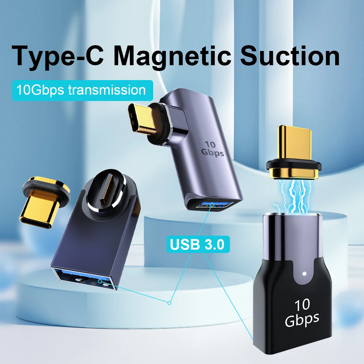 고속 충전 자석 변환기, USB C 어댑터, 휴대폰 노트북 태블릿용, USB 3.1, 10Gbps 마그네틱 OTG 어댑터, USB 3.1 C 타입, 5V @ 3A