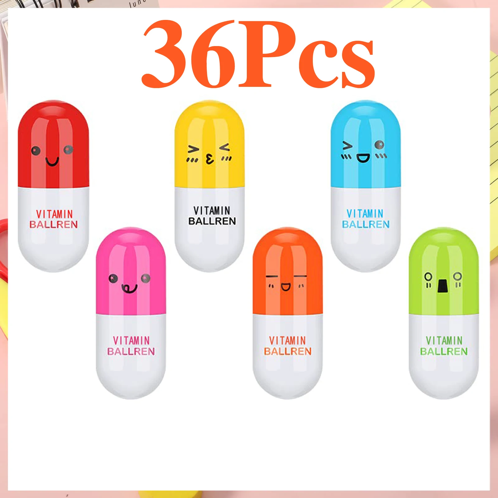 

36Piece Mini Retractable Funny Pill Pen for Kids Painting Drawing Toy Baby Shower Back To School Student Gift
